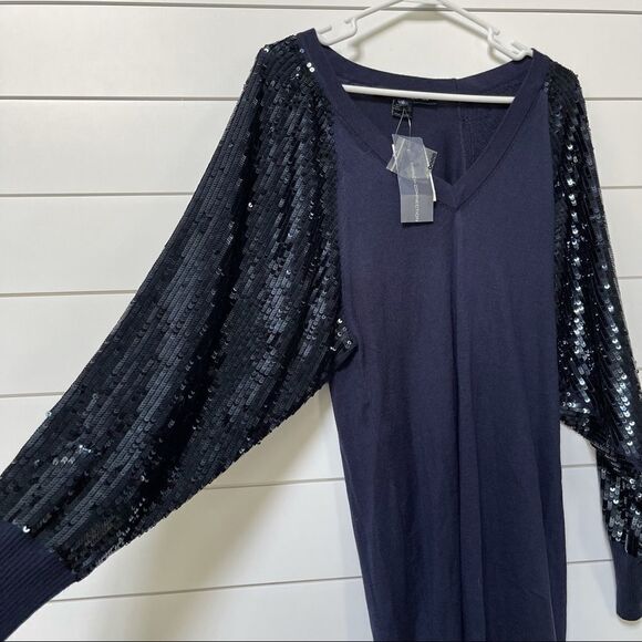 French connection blue sequin sweater dress size 6 - Picture 3 of 9